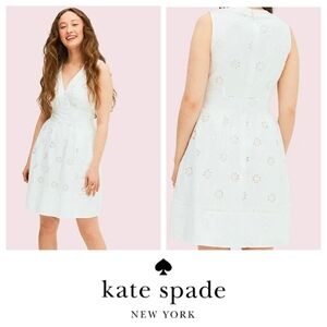 Kate Spade White 100% Cotton Spade Clover Eyelet Mini Dress Size 6
